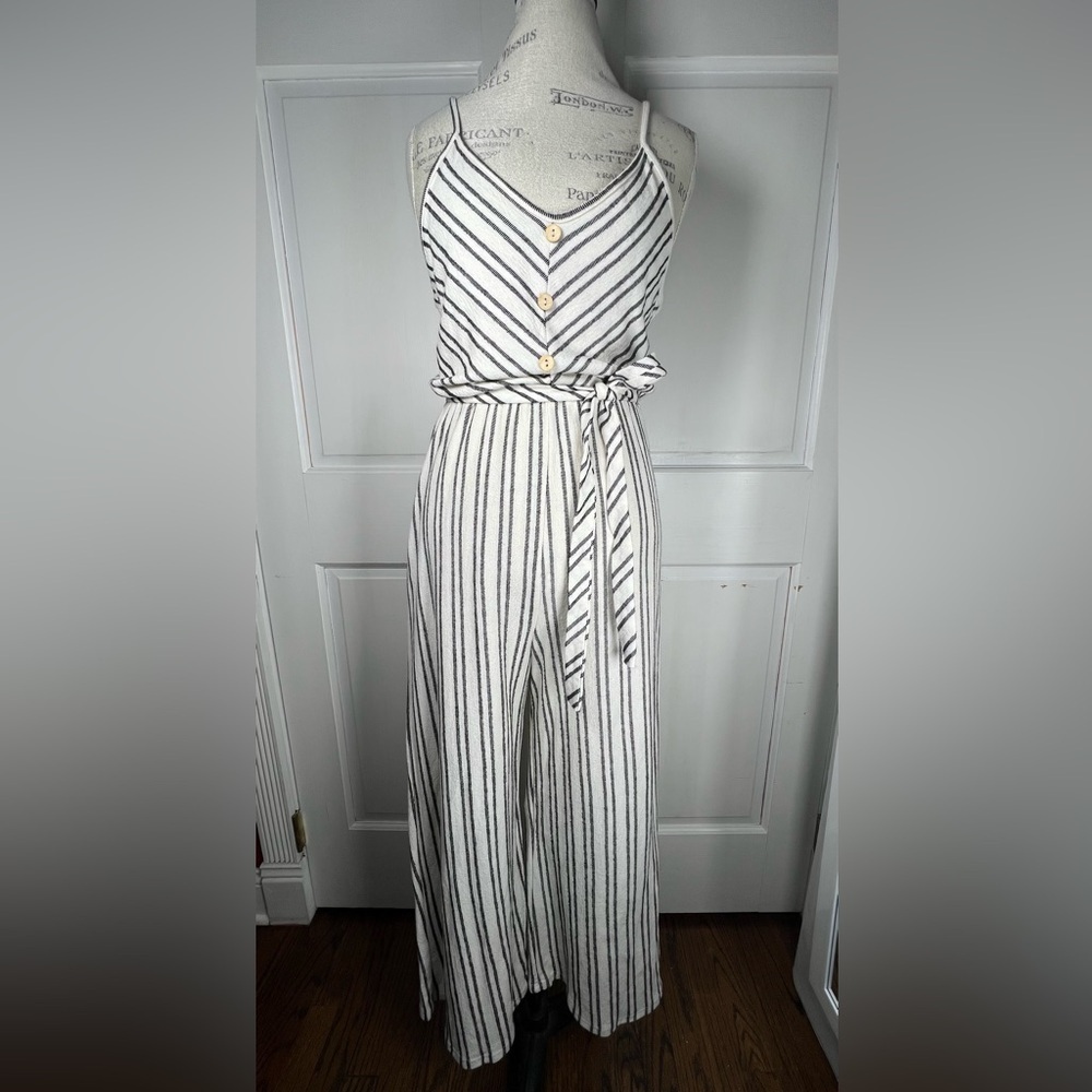 Anthropologie’s Caution To The Wind Striped Jumpsuit Size Large - Picture 3 of 7